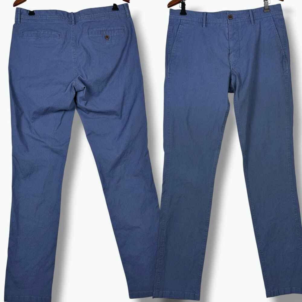 Bonobos Chinos Pants Men 33”x35” Blue Tailored Flat Front Khakis Casual Office